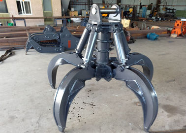 360 Degree Rotating Excavator Grab Attachment Five Cylinders Fingers Protective Gas Welding